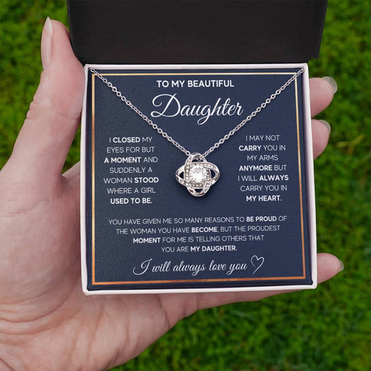 To My Daughter – I Will Always Carry You In My Heart Necklace