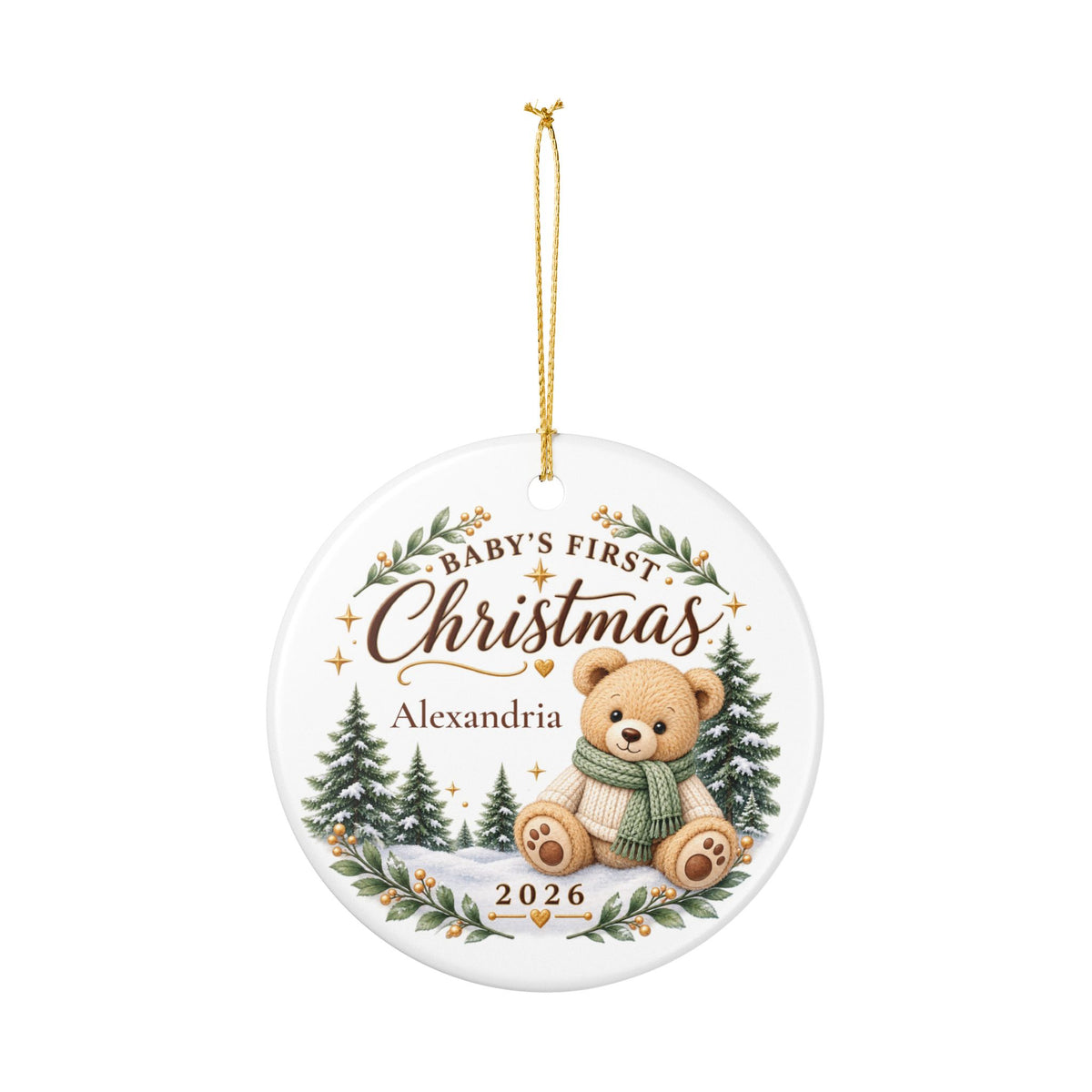 Baby’s First Christmas Ornament 2026 – Personalized Birth Stats Keepsake