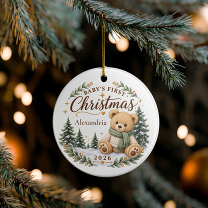 Baby’s First Christmas Ornament 2026 – Personalized Birth Stats Keepsake