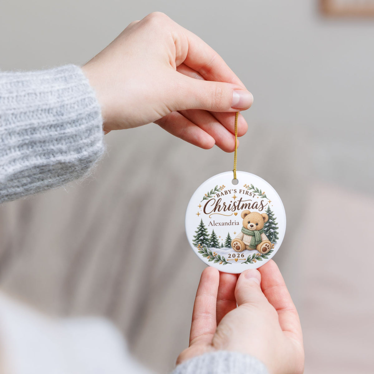 Baby’s First Christmas Ornament 2026 – Personalized Birth Stats Keepsake