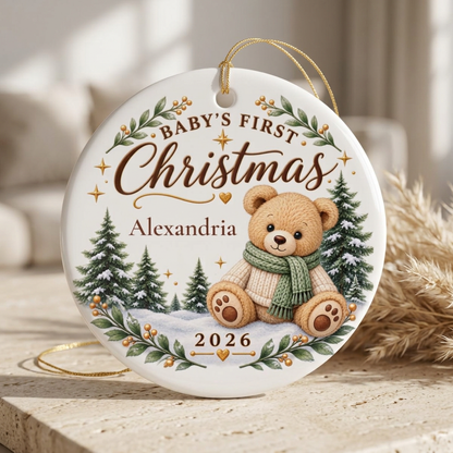 Baby’s First Christmas Ornament 2026 – Personalized Birth Stats Keepsake