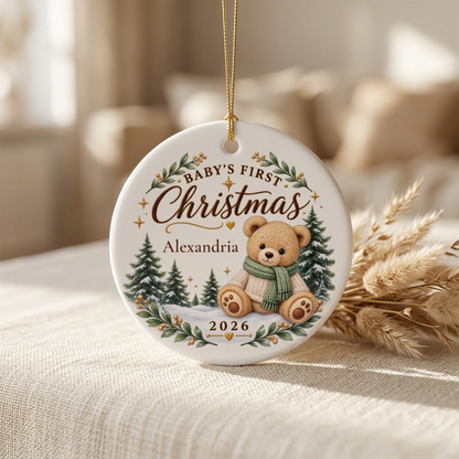 Baby’s First Christmas Ornament 2026 – Personalized Birth Stats Keepsake