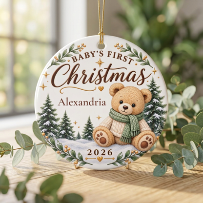 Baby’s First Christmas Ornament 2026 – Personalized Birth Stats Keepsake