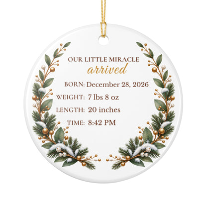 Baby’s First Christmas Ornament 2026 – Personalized Birth Stats Keepsake