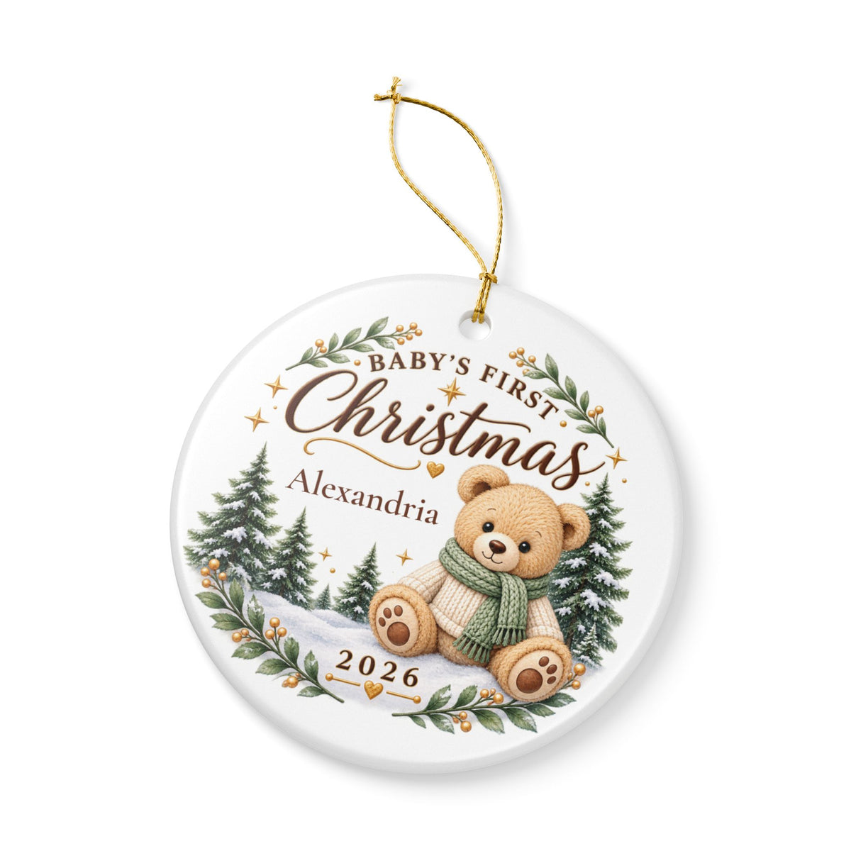 Baby’s First Christmas Ornament 2026 – Personalized Birth Stats Keepsake
