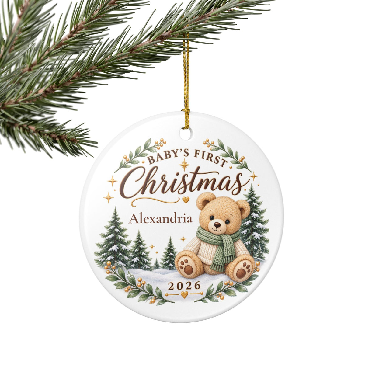 Baby’s First Christmas Ornament 2026 – Personalized Birth Stats Keepsake