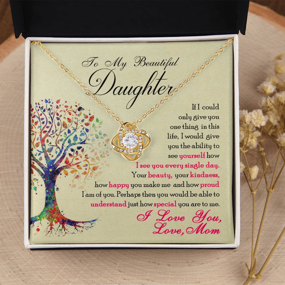 To My Beautiful Daughter – Forever Love Knot Necklace