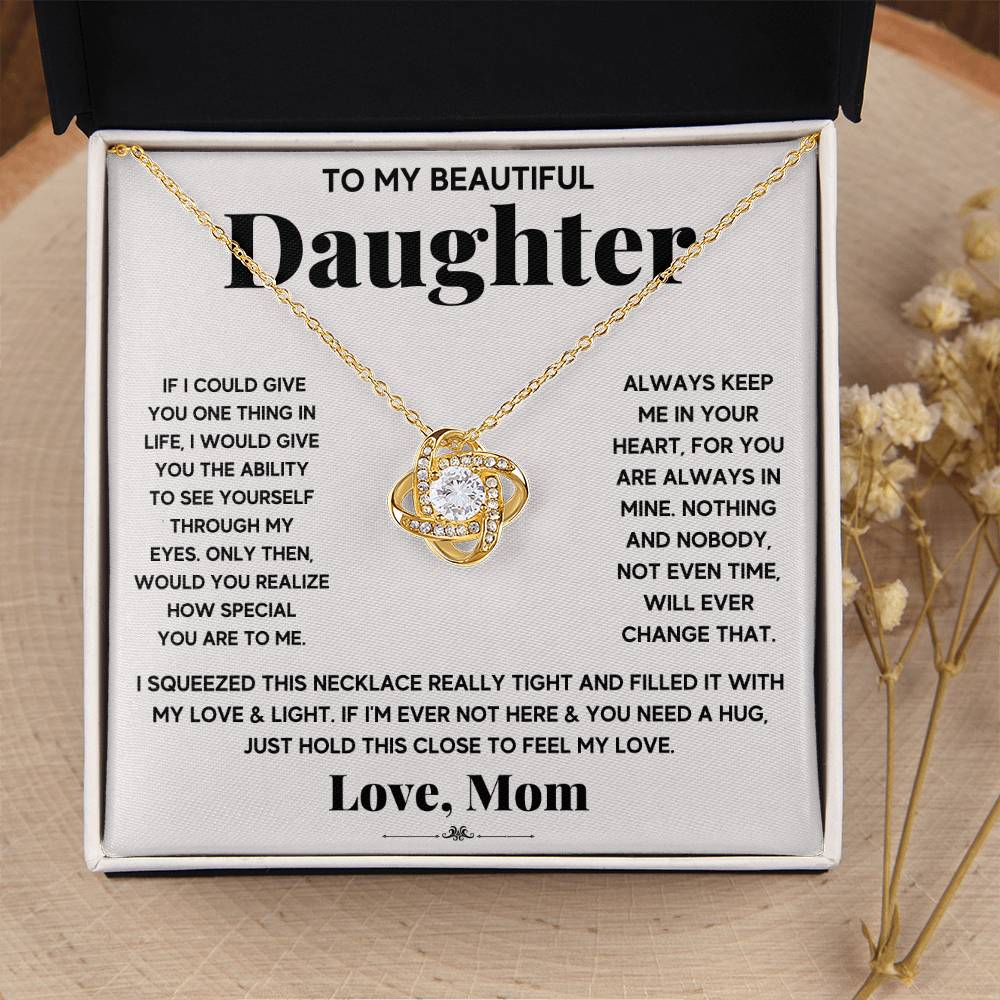 To My Beautiful Daughter – Just Hold This Close To Feel My Love Necklace