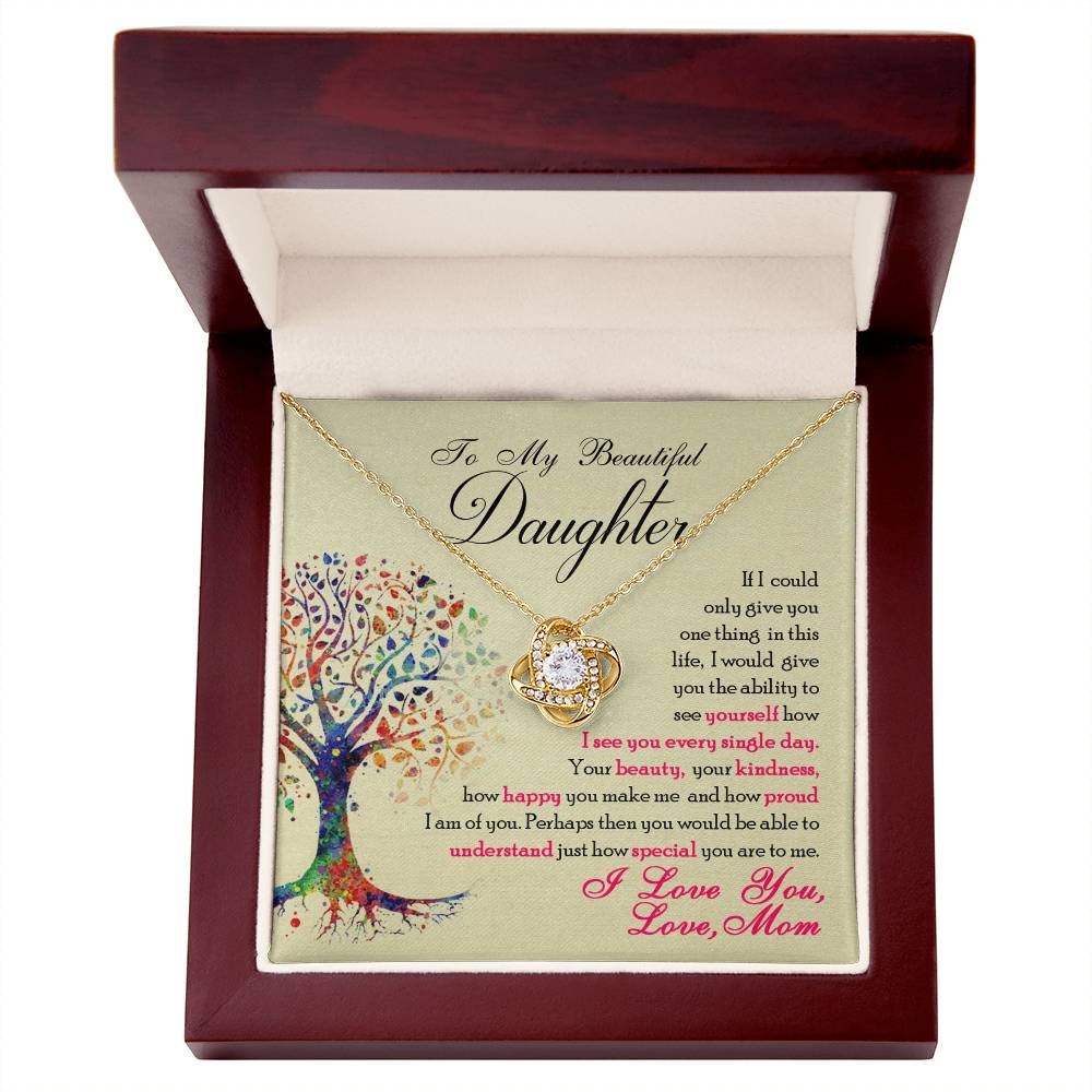 To My Beautiful Daughter – Forever Love Knot Necklace