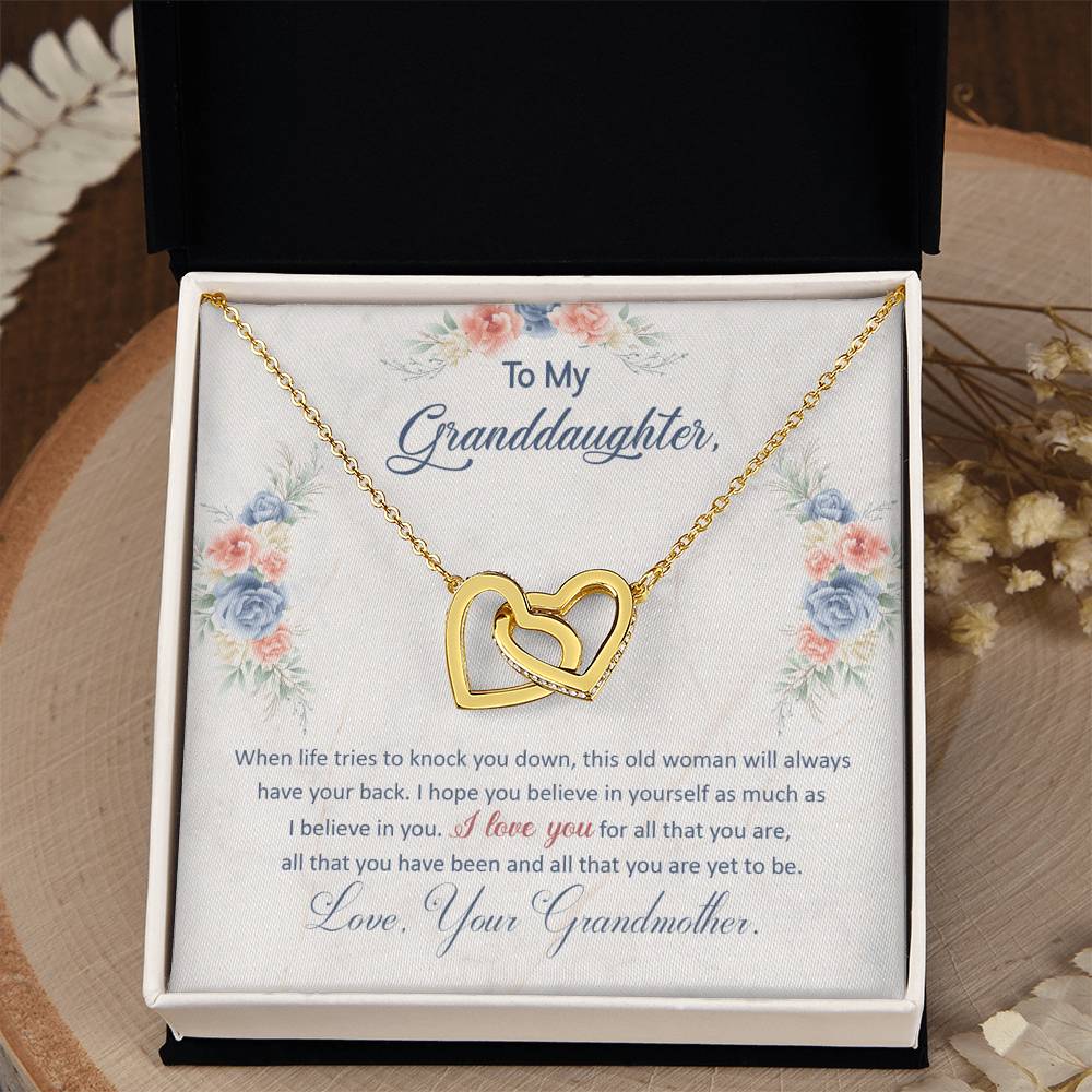 To My Granddaughter – This Old Woman Will Always Have Your Back Necklace