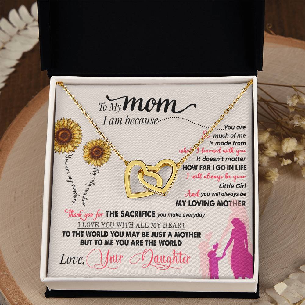 To My Mom – Thank You For Everything Interlocking Hearts Necklace