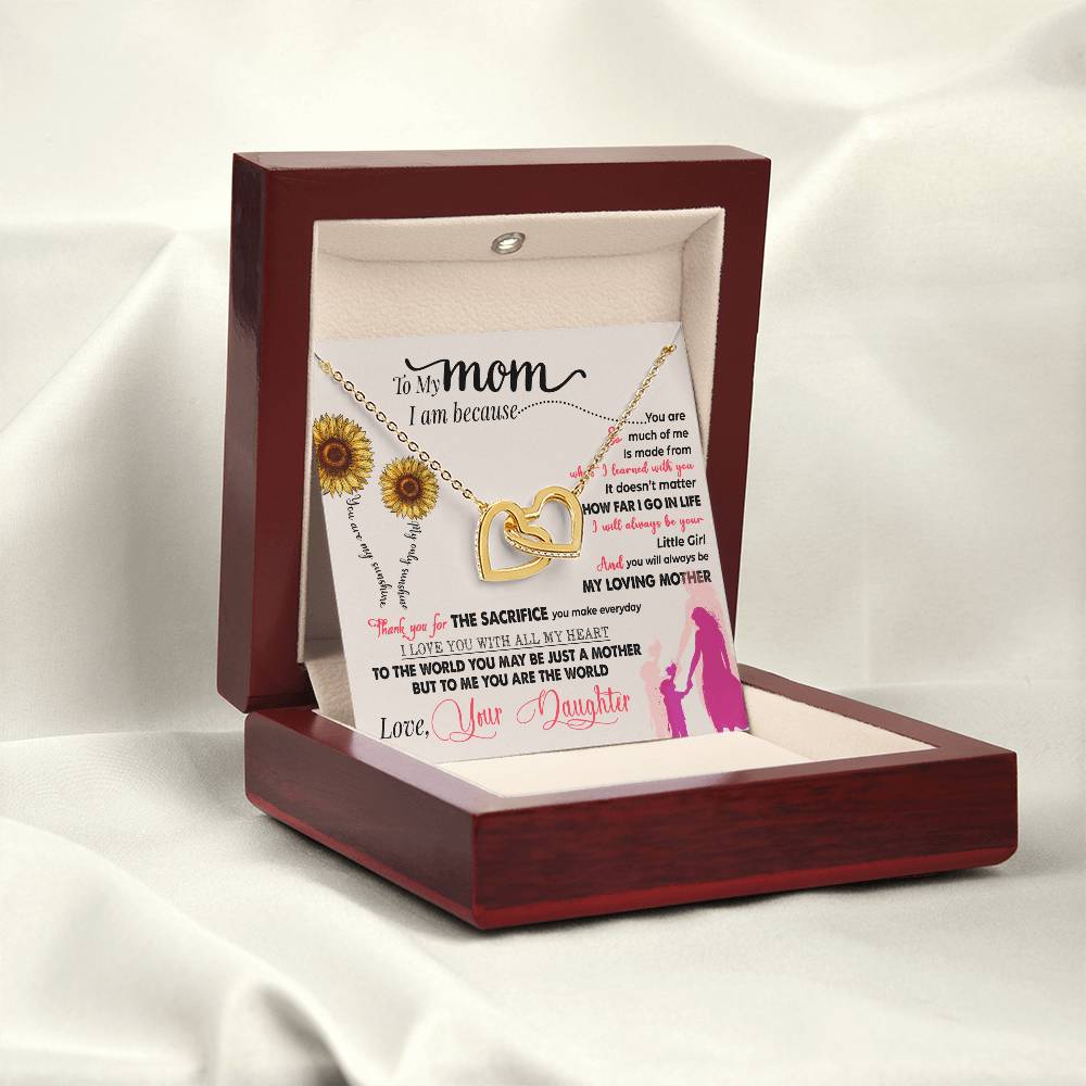 To My Mom – Thank You For Everything Interlocking Hearts Necklace