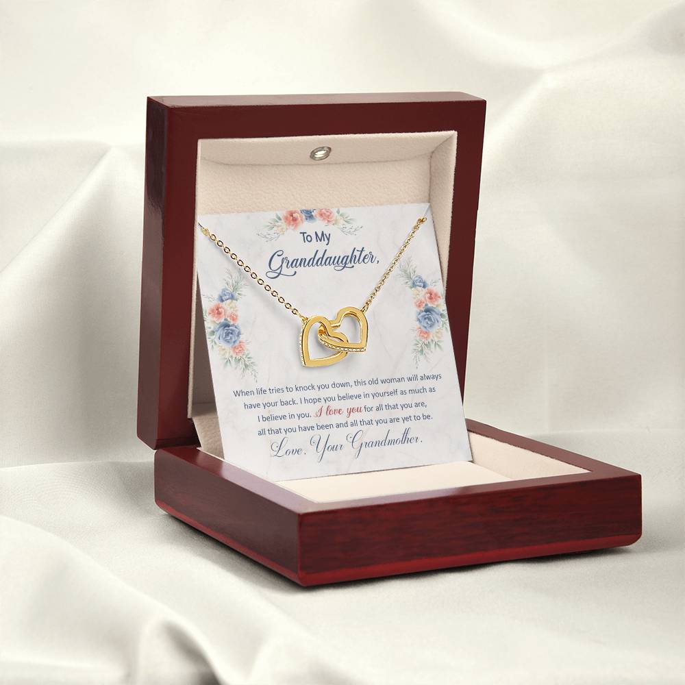 To My Granddaughter – This Old Woman Will Always Have Your Back Necklace