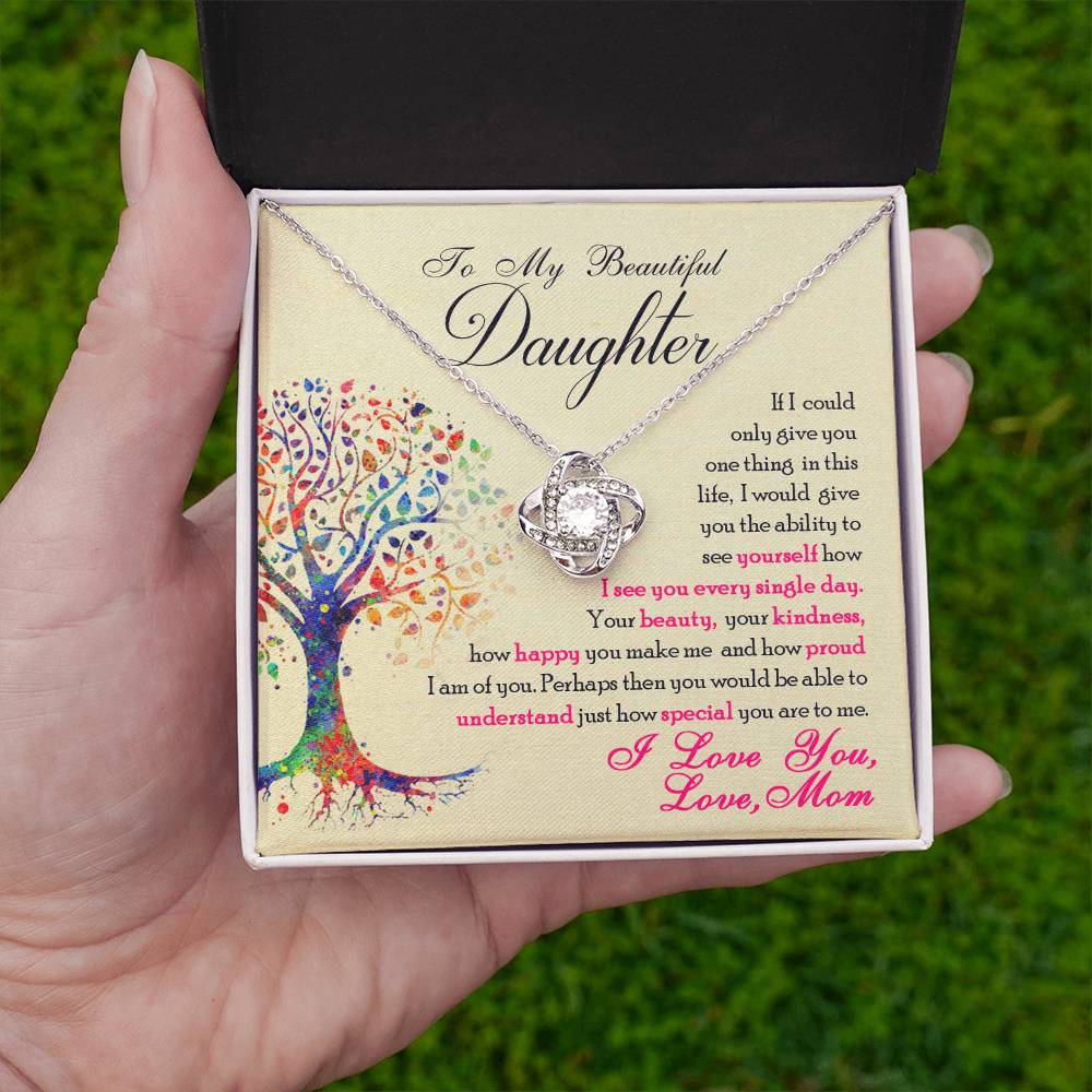 To My Beautiful Daughter – Forever Love Knot Necklace