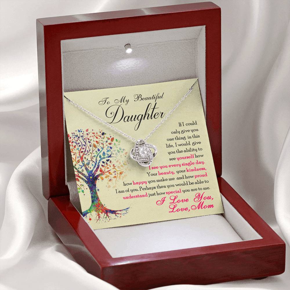 To My Beautiful Daughter – Forever Love Knot Necklace