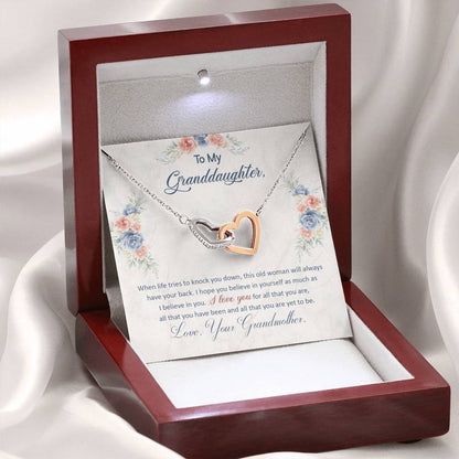 To My Granddaughter – This Old Woman Will Always Have Your Back Necklace