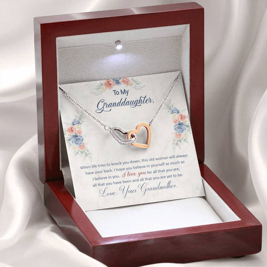 To My Granddaughter – This Old Woman Will Always Have Your Back Necklace