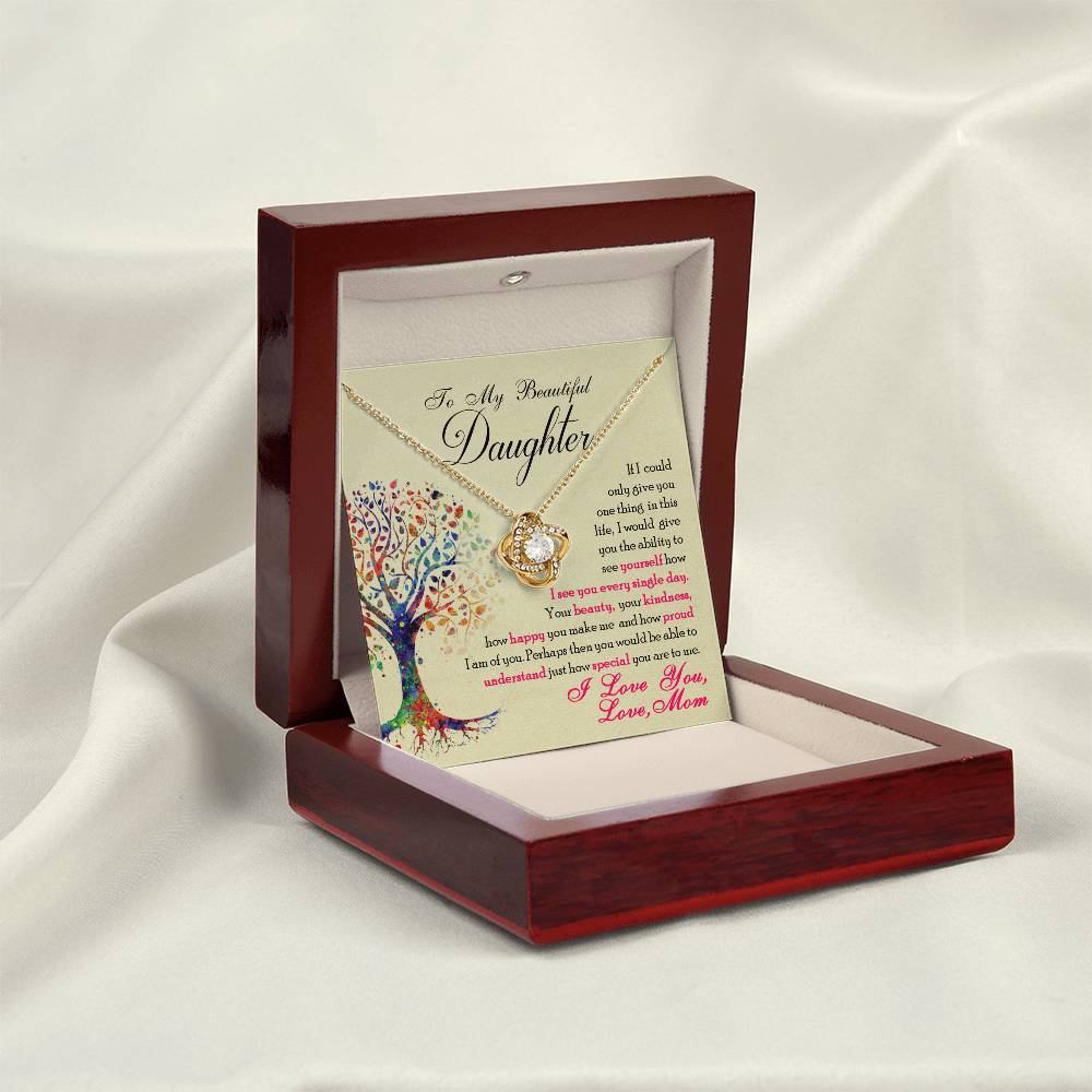 To My Beautiful Daughter – Forever Love Knot Necklace
