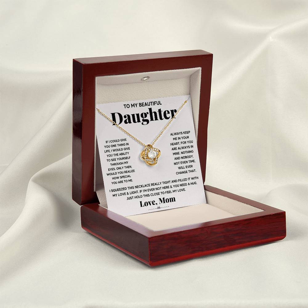 To My Beautiful Daughter – Just Hold This Close To Feel My Love Necklace