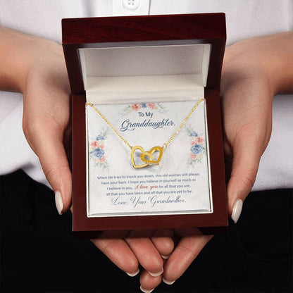 To My Granddaughter – This Old Woman Will Always Have Your Back Necklace