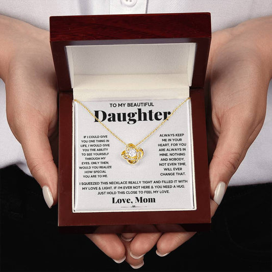 To My Beautiful Daughter – Just Hold This Close To Feel My Love Necklace