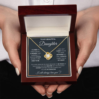To My Daughter – I Will Always Carry You In My Heart Necklace