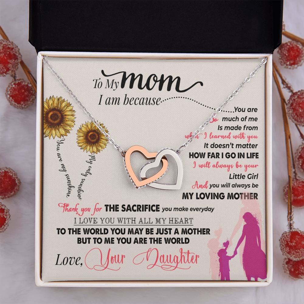 To My Mom – Thank You For Everything Interlocking Hearts Necklace