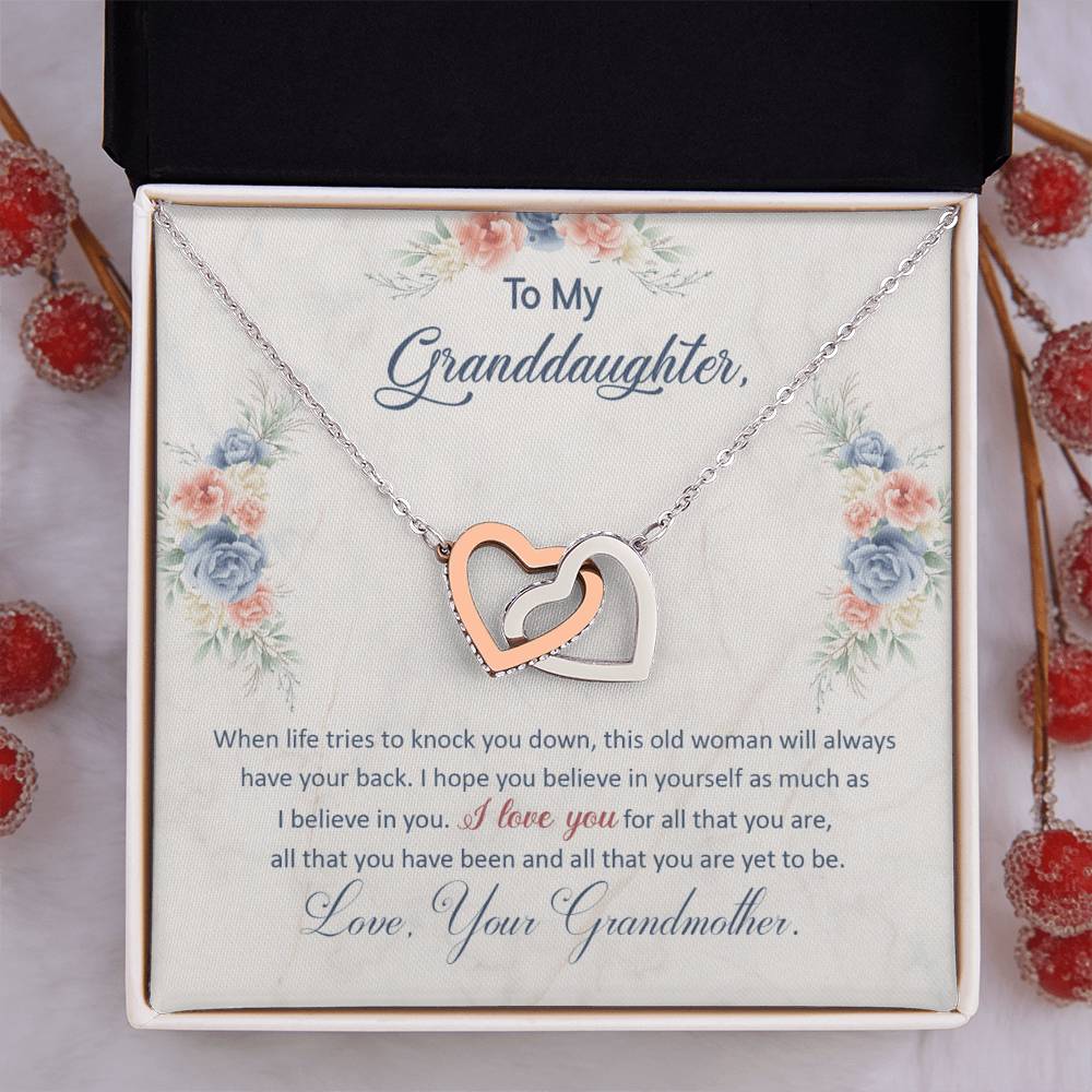 To My Granddaughter – This Old Woman Will Always Have Your Back Necklace