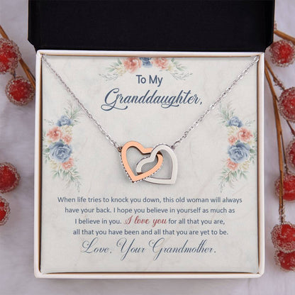 To My Granddaughter – This Old Woman Will Always Have Your Back Necklace