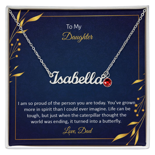To My Daughter From Dad – Personalized Name & Birthstone Necklace