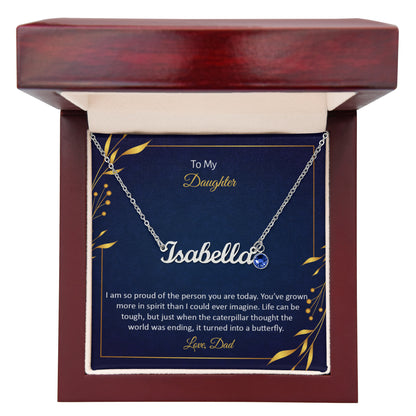 To My Daughter From Dad – Personalized Name & Birthstone Necklace