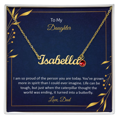 To My Daughter From Dad – Personalized Name & Birthstone Necklace