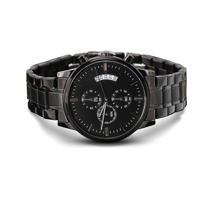 To My Husband – Forever Yours | Personalized Engraved Black Chronograph Watch