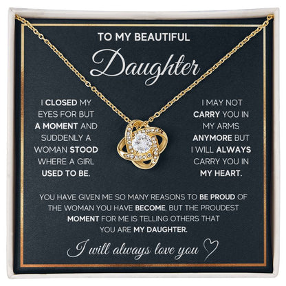 To My Daughter – I Will Always Carry You In My Heart Necklace