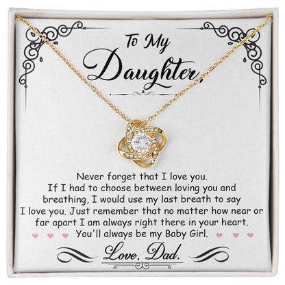 To My Daughter – I'm Always Right Here In Your Heart Necklace