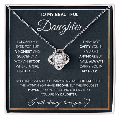 To My Daughter – I Will Always Carry You In My Heart Necklace