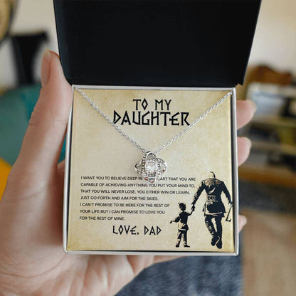 To My Daughter – You Will Never Lose, You Either Win Or Learn Necklace