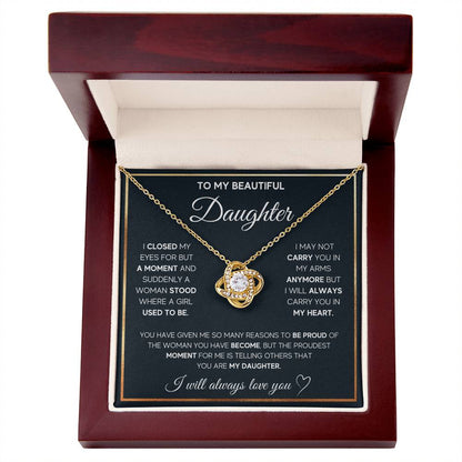 To My Daughter – I Will Always Carry You In My Heart Necklace