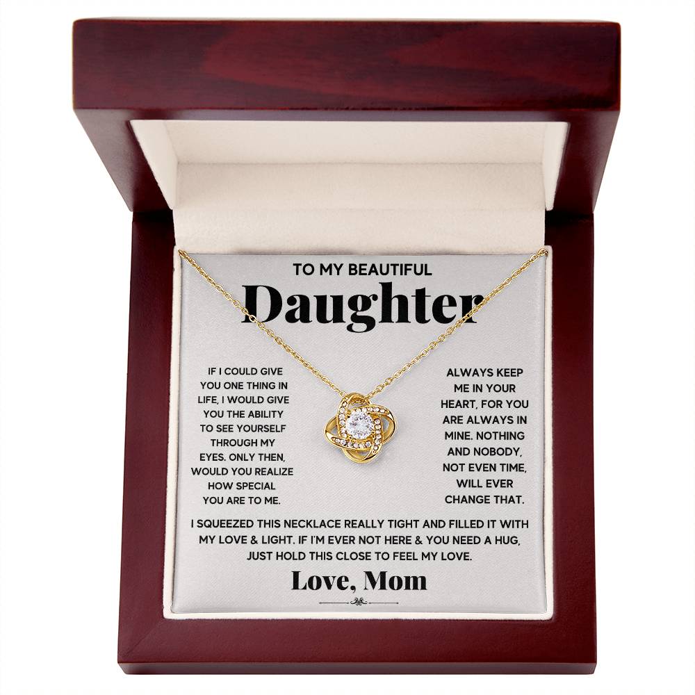 To My Beautiful Daughter – Just Hold This Close To Feel My Love Necklace
