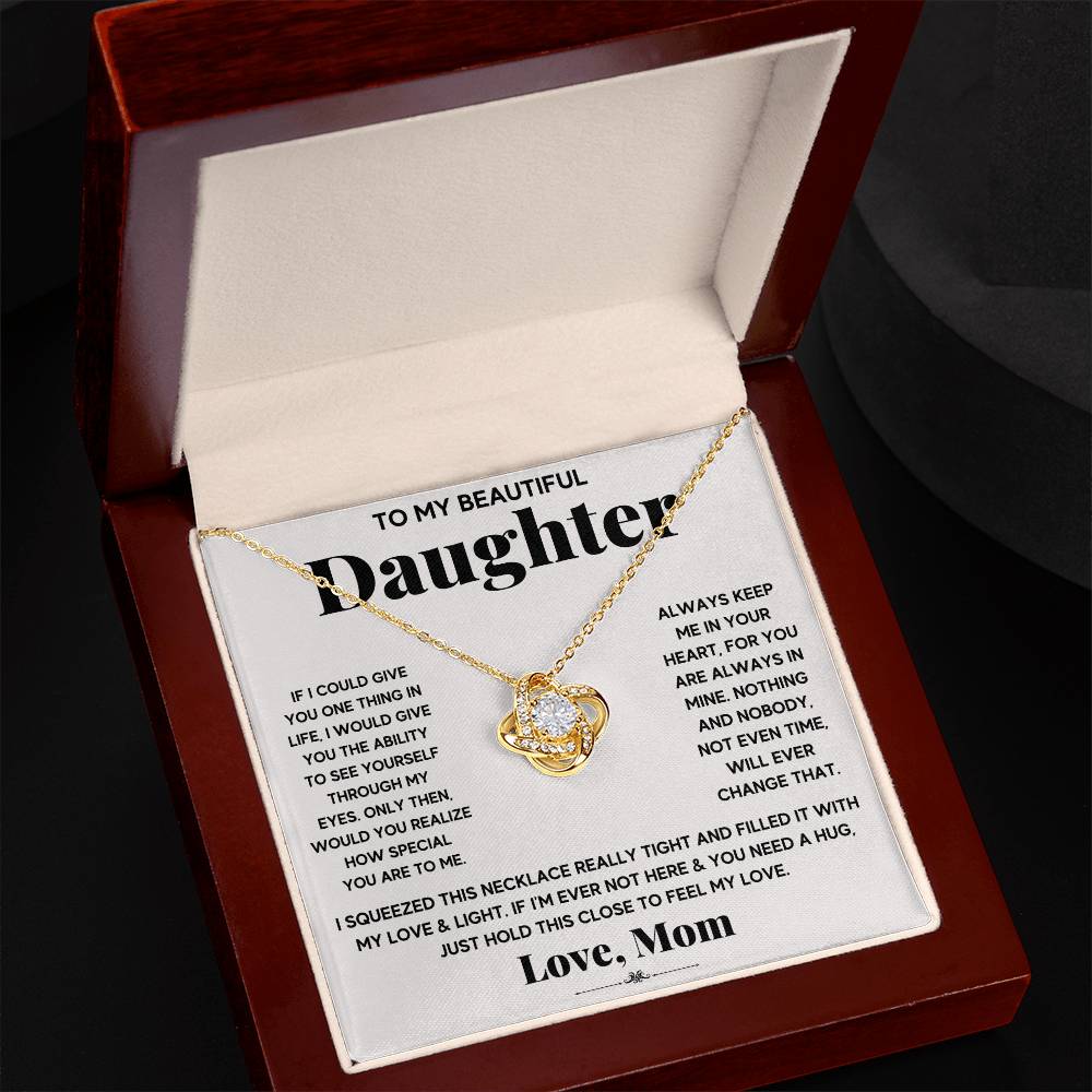 To My Beautiful Daughter – Just Hold This Close To Feel My Love Necklace
