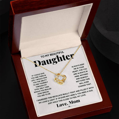 To My Beautiful Daughter – Just Hold This Close To Feel My Love Necklace
