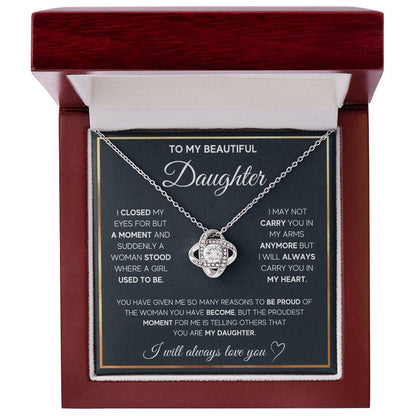 To My Daughter – I Will Always Carry You In My Heart Necklace