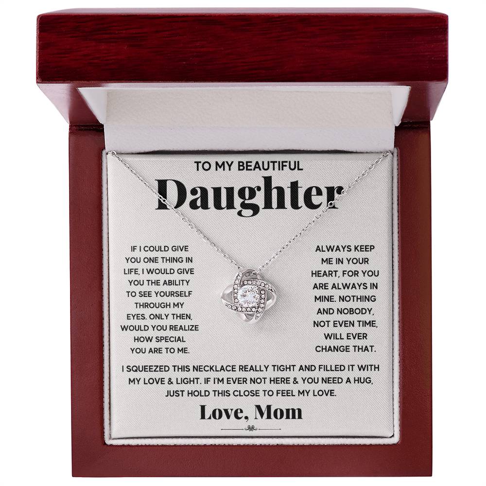 To My Beautiful Daughter – Just Hold This Close To Feel My Love Necklace