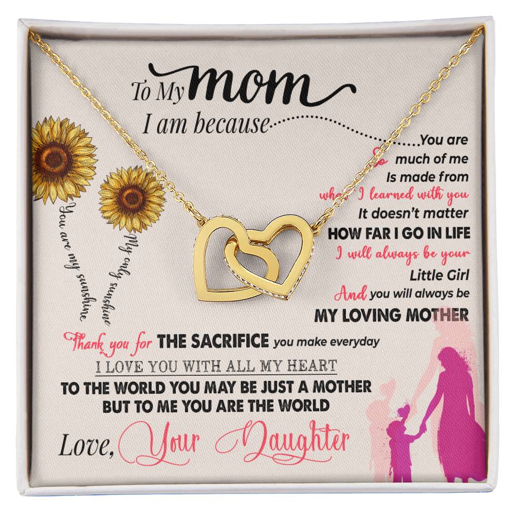 To My Mom – Thank You For Everything Interlocking Hearts Necklace