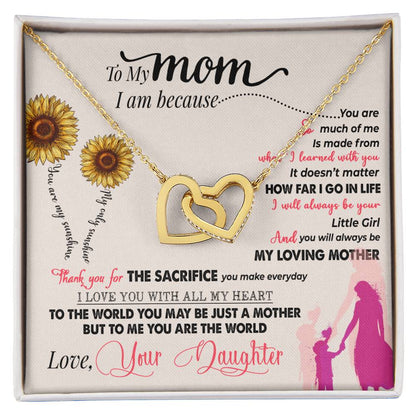 To My Mom – Thank You For Everything Interlocking Hearts Necklace