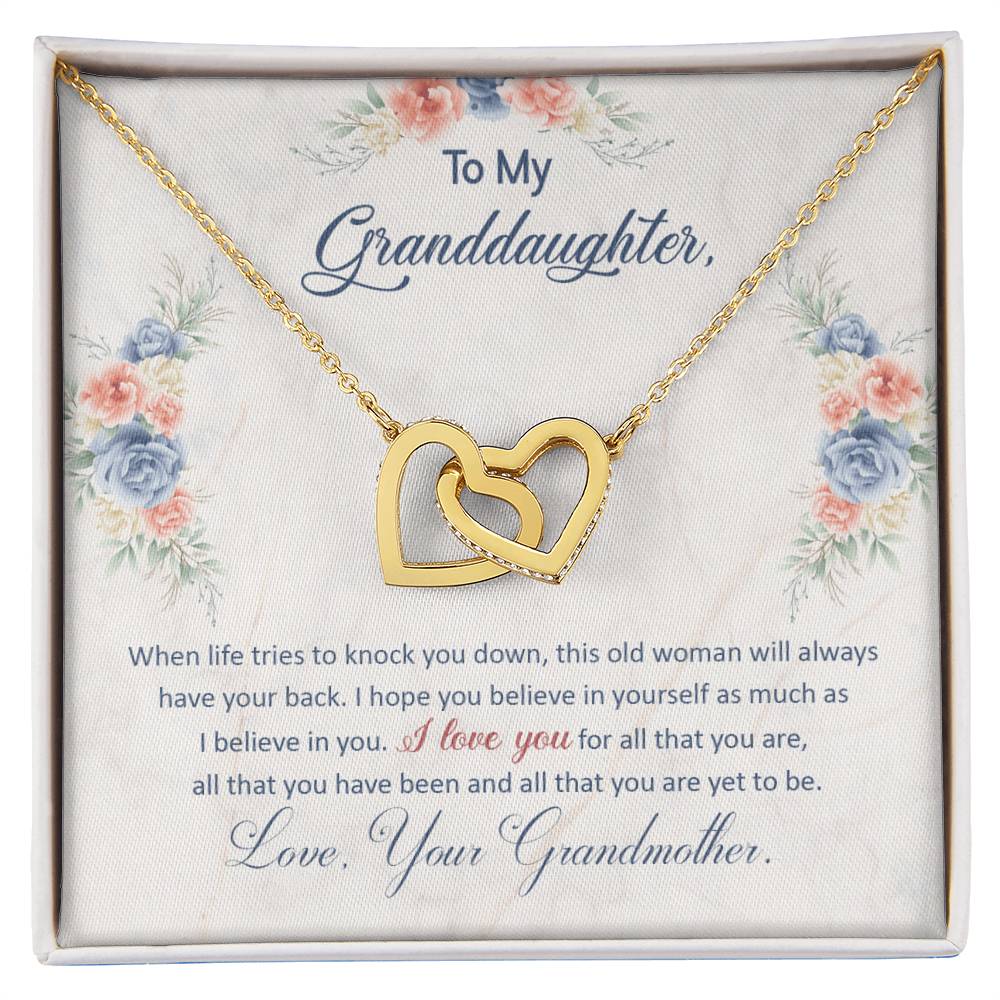 To My Granddaughter – This Old Woman Will Always Have Your Back Necklace