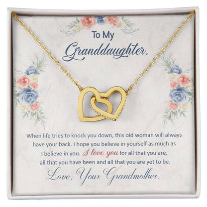 To My Granddaughter – This Old Woman Will Always Have Your Back Necklace