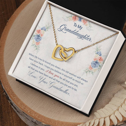 To My Granddaughter – This Old Woman Will Always Have Your Back Necklace