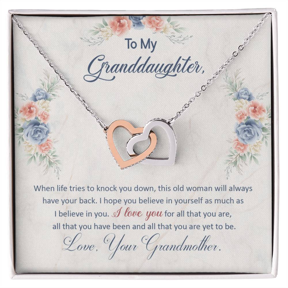 To My Granddaughter – This Old Woman Will Always Have Your Back Necklace