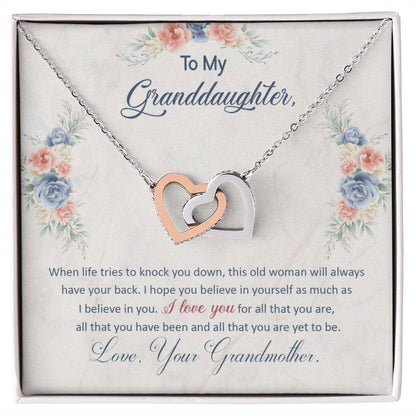 To My Granddaughter – This Old Woman Will Always Have Your Back Necklace